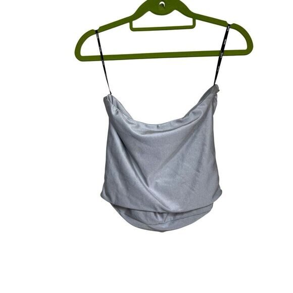 Revolve SER.O.YA Top Womens Size Medium Silver Debbi Strapless Cropped Ruched - Picture 5 of 11